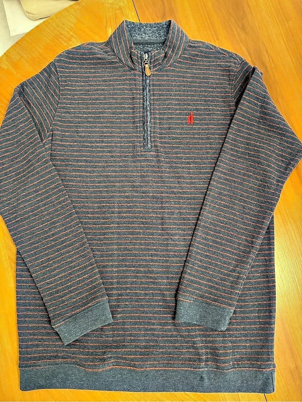johnnie-O Quarter-Zip Striped Cotton Blend Size 16